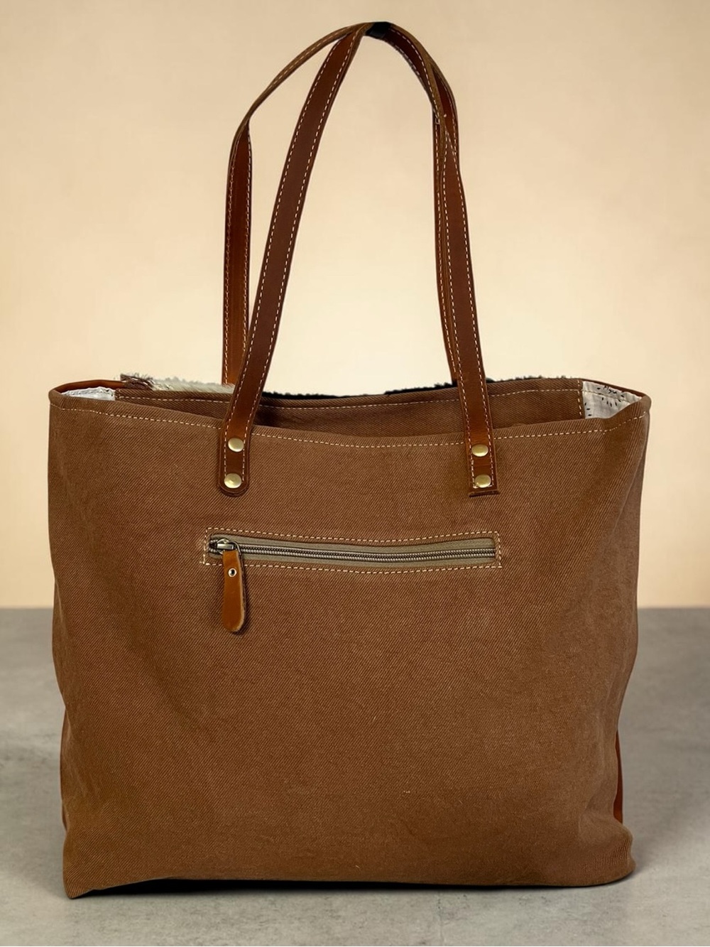Myra Cowhide Tooled Leather Tote Bag Western Boho Floral Fringe Shoulder Bag - Picture 11 of 12